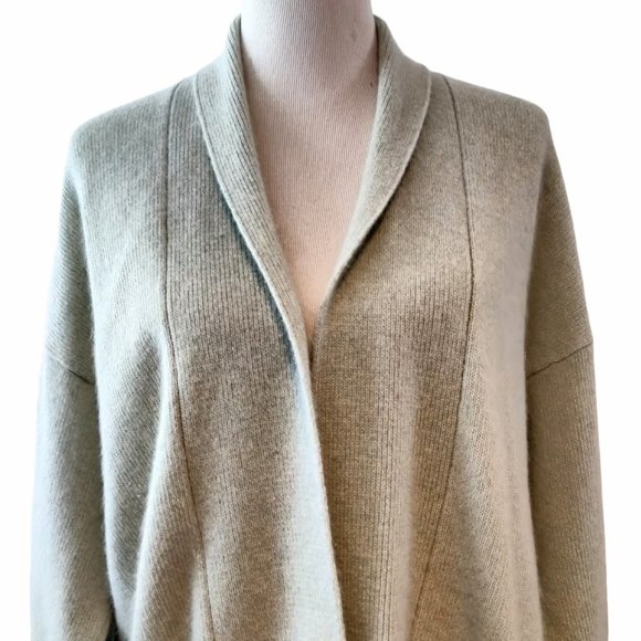 JH Collectibles Womens Vtg Pale Green Wool/Angora Open Shawl Collar Cardigan L - Picture 4 of 12